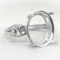 Sterling Silver 12*15mm Semi Mount Ring Empty Frame Blank Support Setting S925 Base Holder Without Center Stone for DIY Inlay