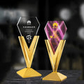 Classy Personalized Crystal Award Blank Metal V Shaped Crystal Trophy for Employee Appreciation Event