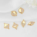 Brass 14K Gold Plated Geometric Micro Insert Zircon Diy Jewelry Connector Charms for Women's Trendy Bracelet Making