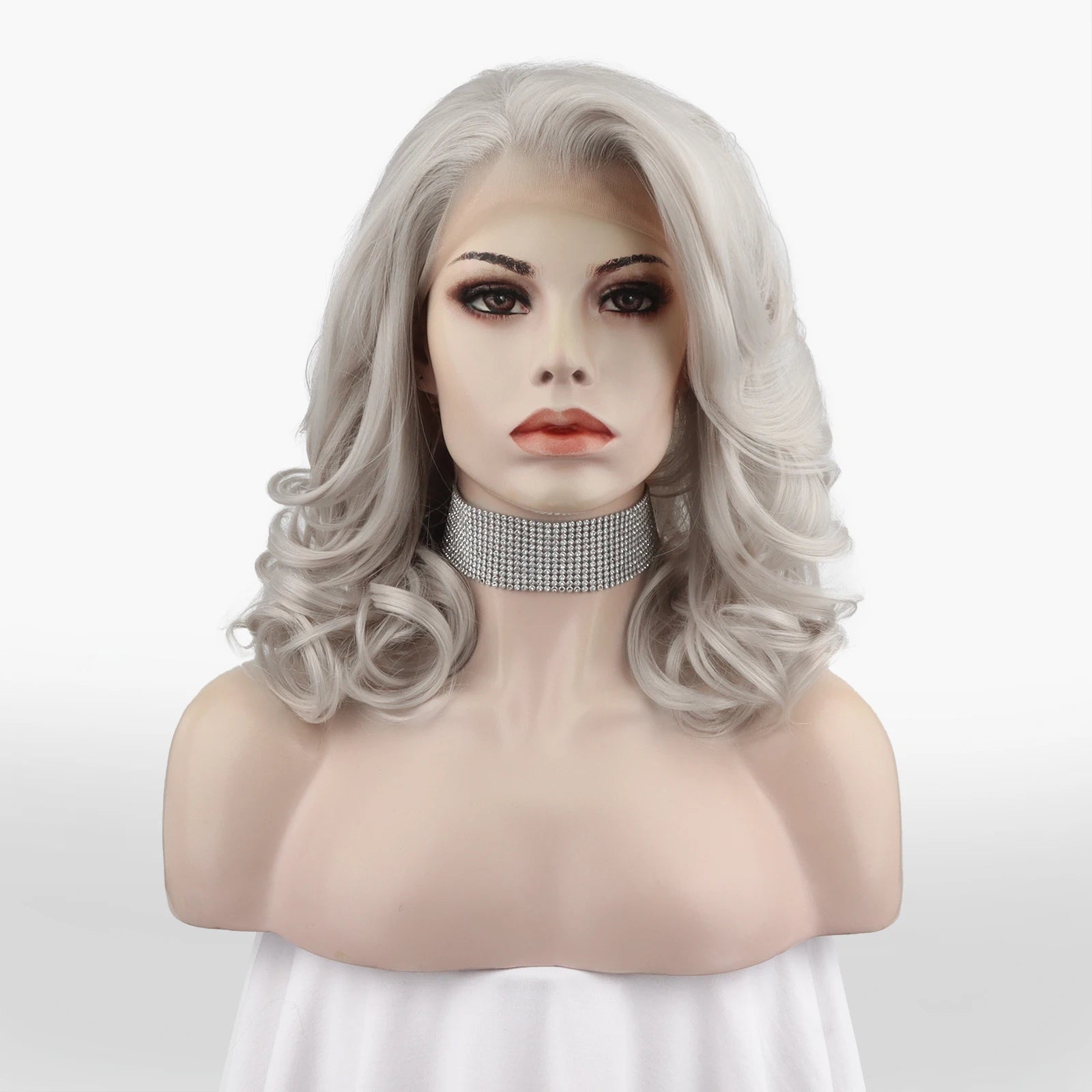 Celebrity 16inch Short bob Cut Silver Hair Grey  Matte Heat Resistant Fiber Synthetic Wigs Vendor