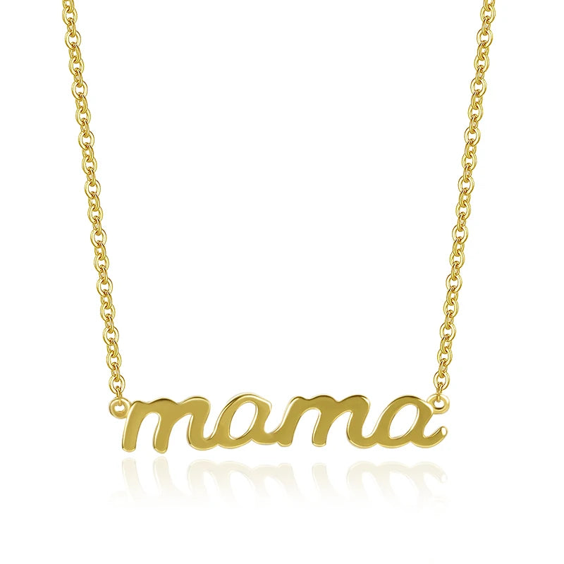New Trendy Fine Jewelry 18K Gold Plated Mama Letter Necklace Women 925 Sterling Silver for Mother's Day Gift