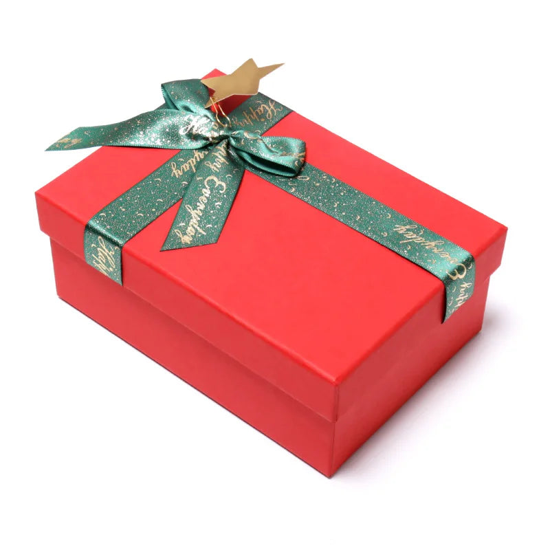 2024 Cheap Paper Box Chocolate Mug Wholesale Red Green Ribbon Gift Box for Christmas Gift