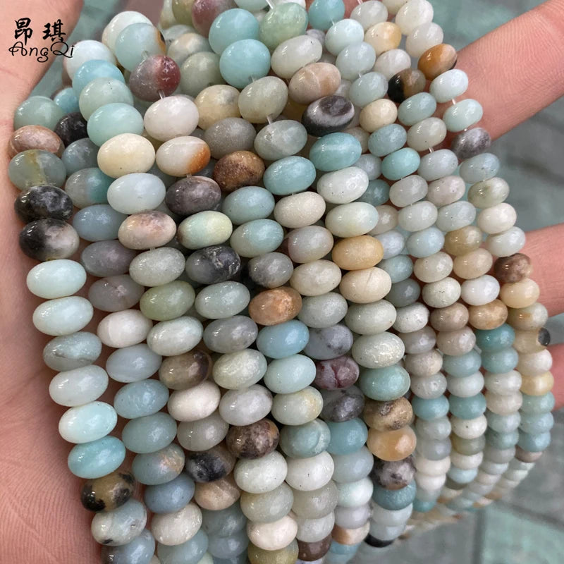 Wholesale Natural Amazonite Abacus Gemstone Loose Spacer Beads for Jewelry Making