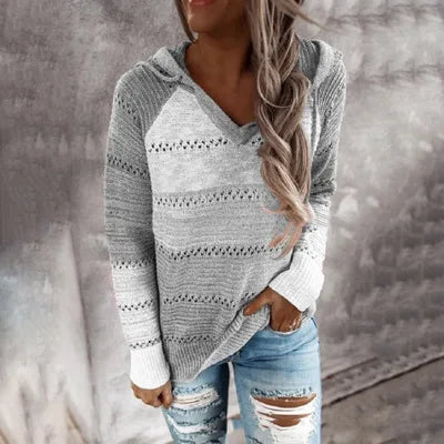 2023 Hot Selling Women's Clothing Autumn and Winter New Large Size Knitted Hooded Sweaters