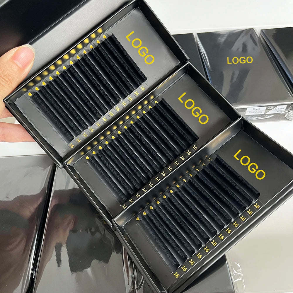 Private Label Matte Black Cashmere Lash Extensions Fluffy Volume Trays 0.05 Soft Lash Extensions 0.03 Lash Trays