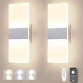 2 Pcs Smart Dimmable Wall Lights for Home Aluminum Silver 12W 3CCT Changeable Wall Pack Interior With Remote and App Control