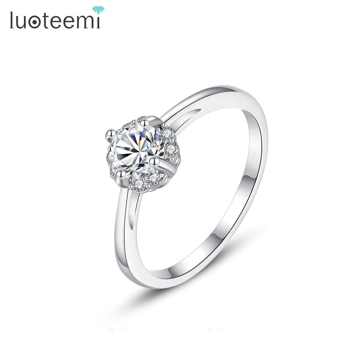 LUOTEEMI New CZ Micro Matching Cute Engagement Fashion Fancy Diamond for Woman Popular Ring