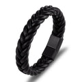 New Multilayer Braided Punk Bracelet Stainless Steel Leather Magnetic Buckle Bracelet Diy Couple Bracelet Wholesale