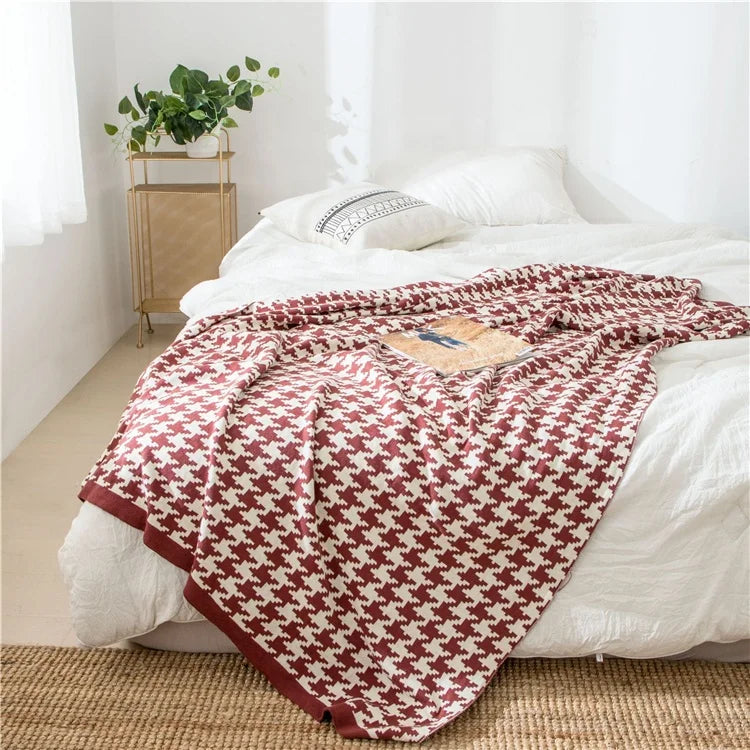 Luxury Soft Large Knitted Baby Blanket 100% Cotton Nap Custom Queen Size Big 200Cm Woven Knit Blanket//
