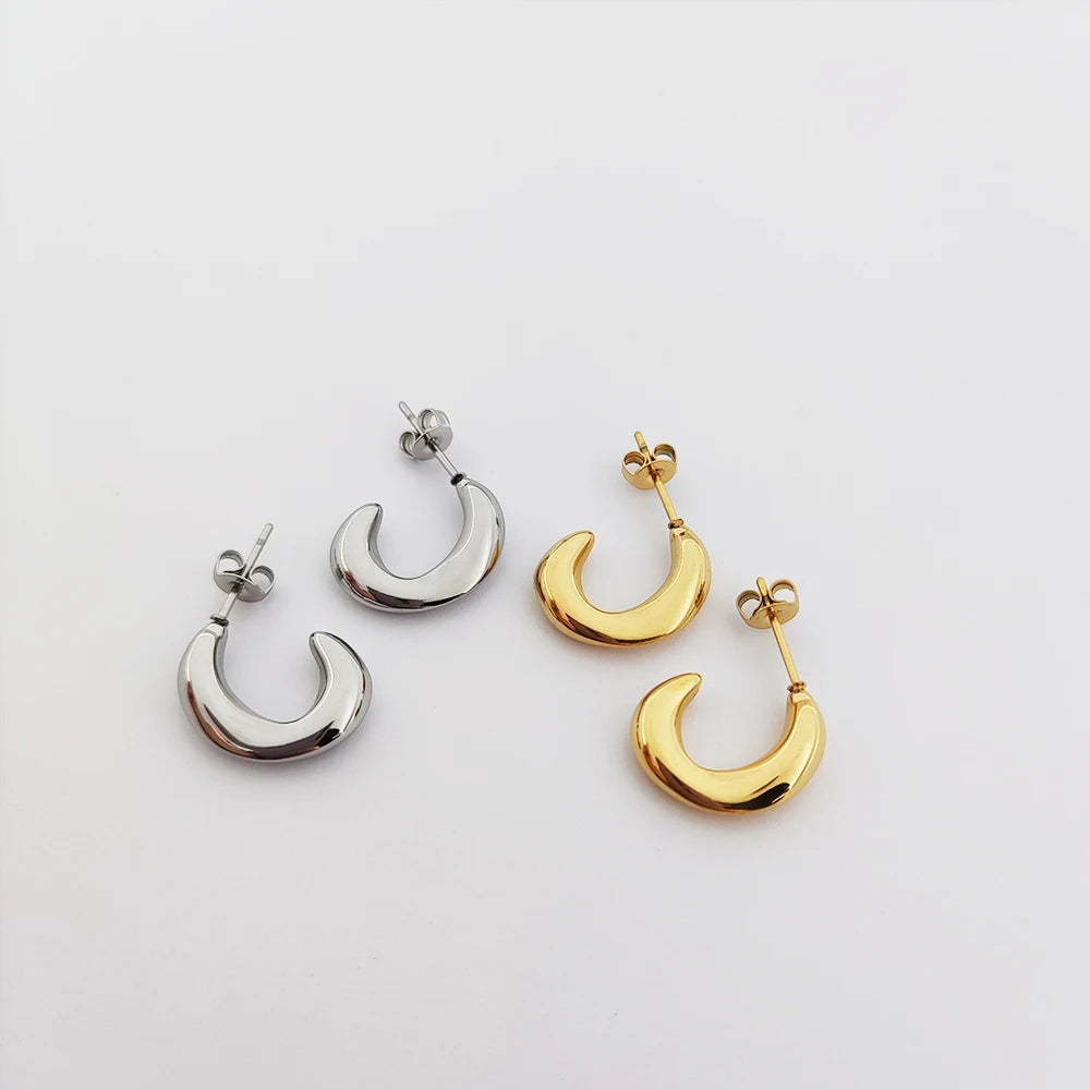 Hypoallergenic Chunky Hoop Earrings for Women Bijoux Acier Inoxydable Gold Plated Earrings 14 Karat Gold Hoop Earrings