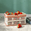 Haogle Multi-functional PP Plastic Easy Folding Box With Handle Kitchen Outdoor Vegetable Fruit Storage Folding Picnic Basket