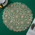Round Gold PVC Vinyl Plastic Table Mats Wedding Rose Heat Insulation Placemats for Dining Table Luxury Party Decoration