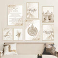 Islamic Calligraphy Painting on Canvas Home Decor Ayat Al-Kursi Quran French Floral Wall Art Painting