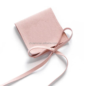 Wholesale Super Fiber Imitation Leather Velvet Suede Jewelry Envelope Bag Packaging Custom Logo Pouch for Necklaces Rings