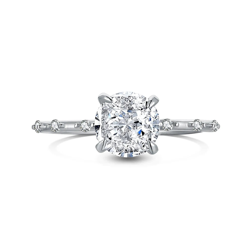 Dylam Princess Cut Cubic Zirconia 925 Sterling Silver Ring Rhodium Plated Wedding Engagement Anniversary Solitaire Diamond Rings