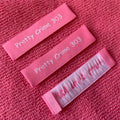 High Definition pink Color Thick Effect Clothing Woven Labelcomfortable End Fold Collar Neck Tags