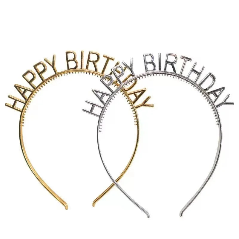 Party Supplies Happy Birthday Headband for Birthday Party Decoration PP Chrome Color Hairband Kids Hairbands Headbands Decor