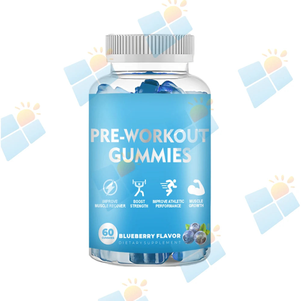 2024 Gym Pre Workout Gummy Bears BCAA Gummies Supplier Vitamin B12 Vegan Pre Workout Gummues Muscle Building Pre Workout Gummy