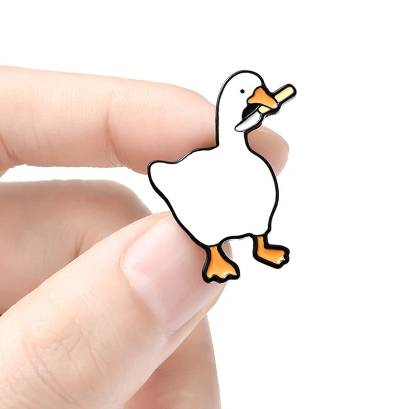 Wholesale Metal Lapel Collar Pins Cute White Goose Pin Custom logo Pin