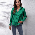 S-XXL Women Blouse Elegant Wine Red Satin Shirt Turn Down Collar Long Sleeve Female Formal Office OL Blouse Women Tops Autumn