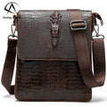 Andong Crocodile Pattern Embossed Genuine Cow Leather Flap Messenger Bags for Men Small Crossbody Shoulder Sling Bag Cool