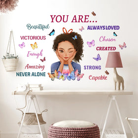 New Design Inspirational Discourse Black Girl 3d butterfly Decoration Water Proof Stickers Home Decoration Wall Sticker