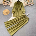 Autumn Korean Loose 2 Piece Set for Women Tunic Top and High Waist Slim Pants Set Ropa Wholesale
