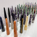 Moss Agate Point Natural Healing Dream Amethyst Crystal Tower Wand for Decoration