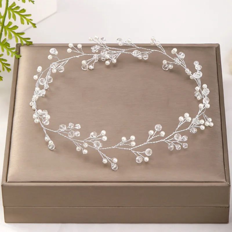 Handmade Pearl Crystal Headband Bridal Hairband Wedding Hair Accessories