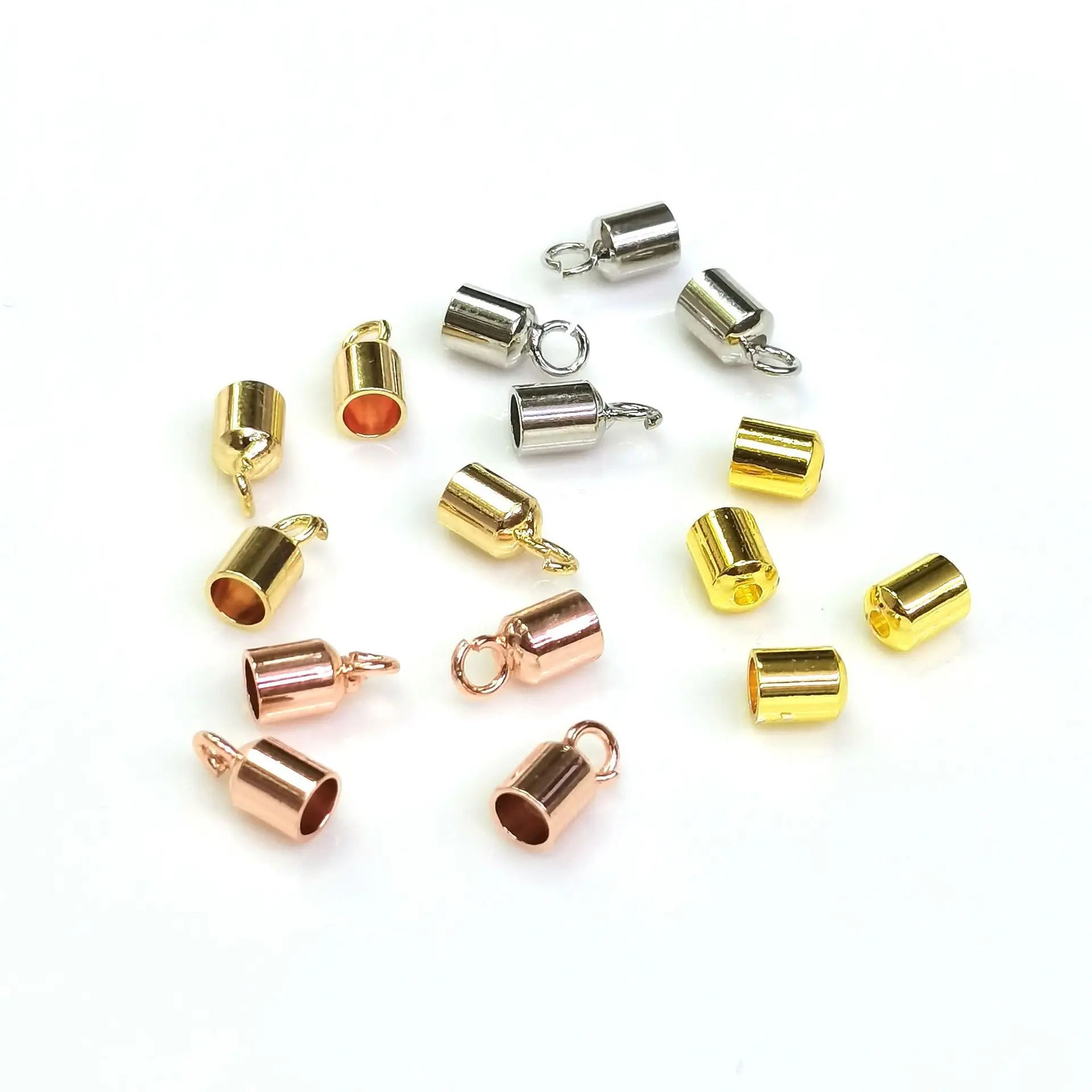 Gold Color-preserving Sticky Rope Buckle Hand-beaded 3mm Hole Hanging Bell Round Leather Rope Buckle Tassel Link Head
