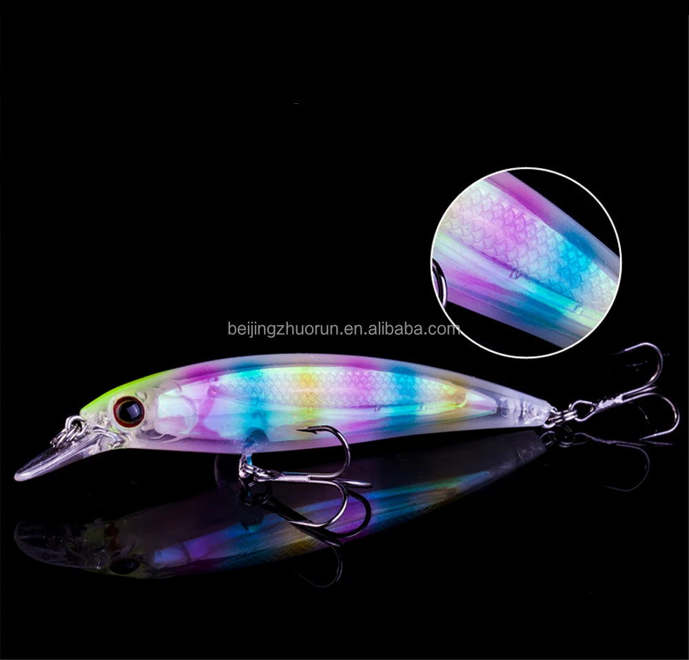ZHUO RUN 12colors 11cm Minnow Luminous Baits Pesca Wobbler Lure Fishing Tackle Carp Fishing Lures