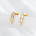 Wholesale Korean Statement Fashion Silver Jewelry 14k Gold Plated Minimalist Cute Geometric Square Bar Inlaid Zircon Earrings