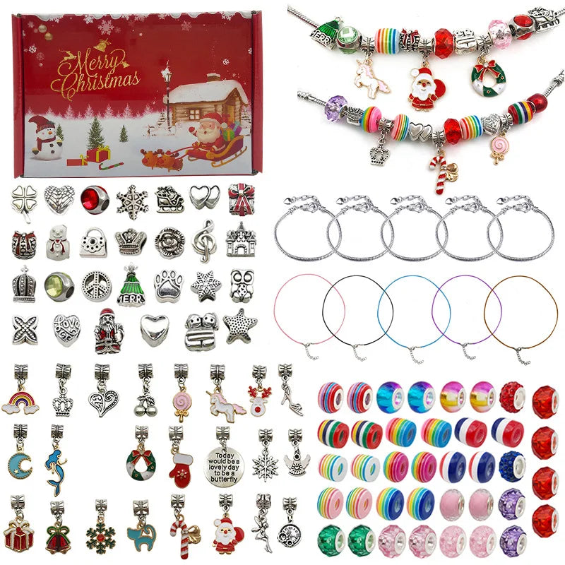 GT 100 Pcs Charm Bracelet Beads Pendants Necklaces in Gift Box Best Christmas Gift DIY Bracelet Making Kit for Girls