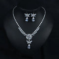Japanese and Korean Light Luxury Fashion Zircon Necklace Earring Set Short Women's Clavicle Chain Bridal Dress Accessories