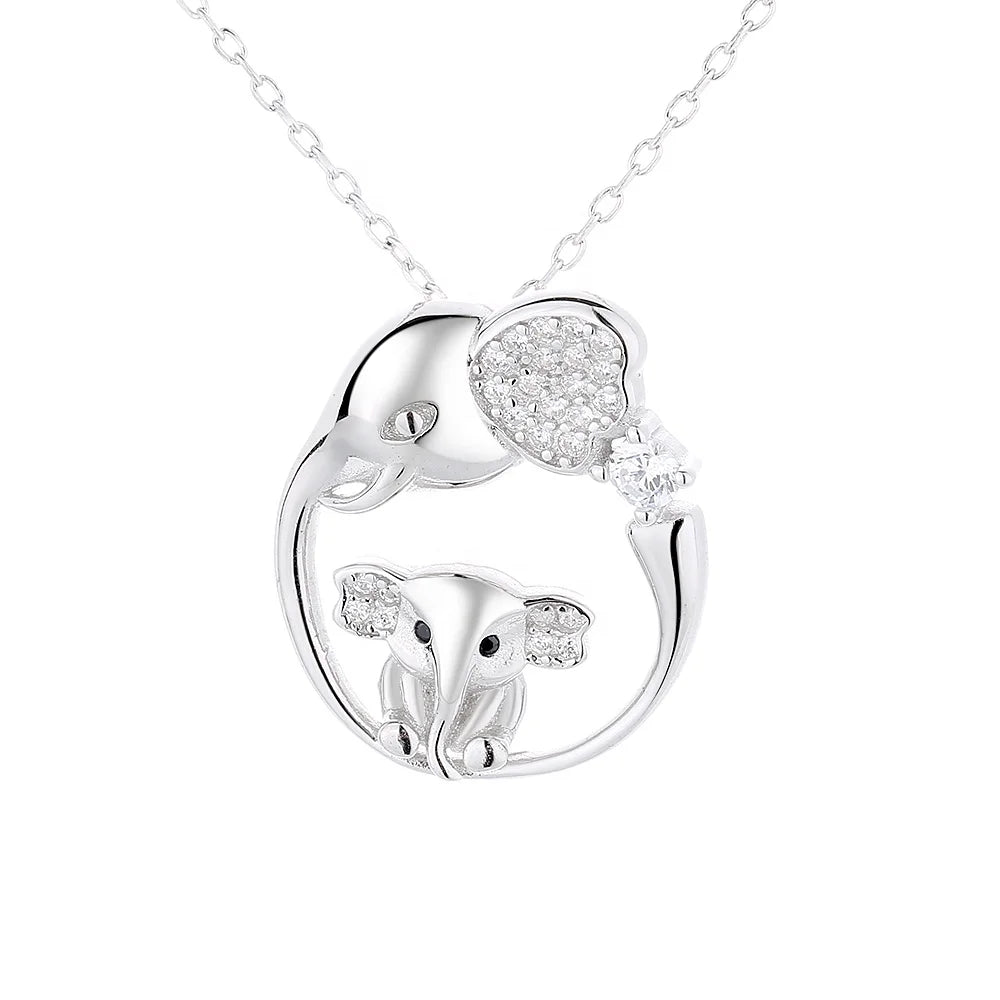 Factory Wholesale 925 Silver Necklace  Cute Animal Elephant Mothers Day Gifts 2025 Necklace Animal Pendant Necklace for Women
