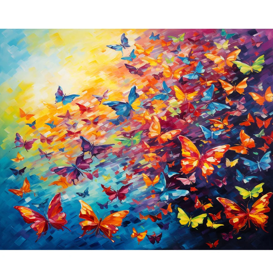 Colorful Butterfly Diamond Embroidery 5D DIY Full Animal Handmade Room Decoration Gift 30x40cm/12x16inch Landscape Subject