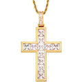 Luxurious Hip Hop Jewelry Gold Plated Brass Cross Pendant Iced Out Princess Cut CZ Diamond Cross Pendant for Men