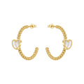 Fashion 18K Gold Plated Stainless Steel Jewelry Steel Bead Hoop Earrings White Shell Heart Earring  for Women Earrings E231482