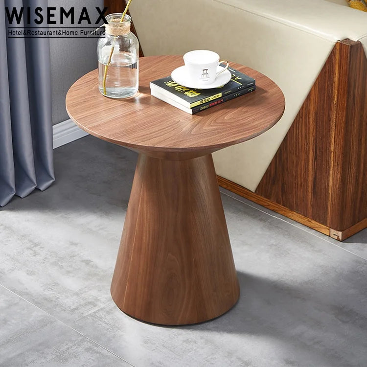 WISEMAX FURNITURE Modern Classic Design Walnut Coffee Table Round Side Table End Table for Living Room Furniture