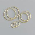 Fashion Fashion Jewelry 925 Sterling Silver Minimalist Big Hoop Earrings Women 12MM 22MM 28MM Gold Plated Round Hollow Earrings Set