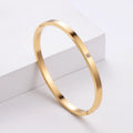 Custom Engraved Stainless Steel Blank Luxury Zircon Diamond Women Ladies Thin 18k Gold Plated Bracelets and Bangles