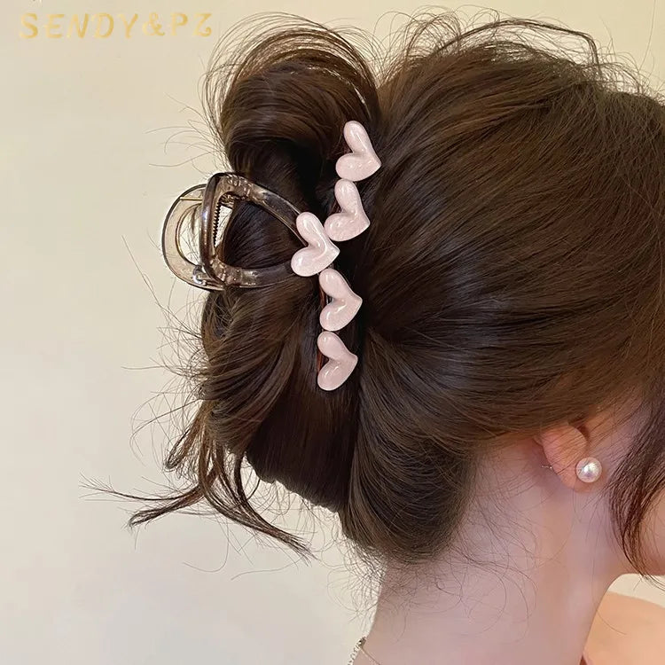 Fashion Sweet Extra Large 13cm 8cm Hearts Plastic Hair Clips Claws  for Women Girls Hair Claw Accessories Wholesale