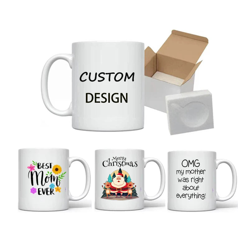 SWT Wholesale Sublimation Mugs With Logo Custom New Promotional Porcelain 11oz White Ceramic Cup With White Box