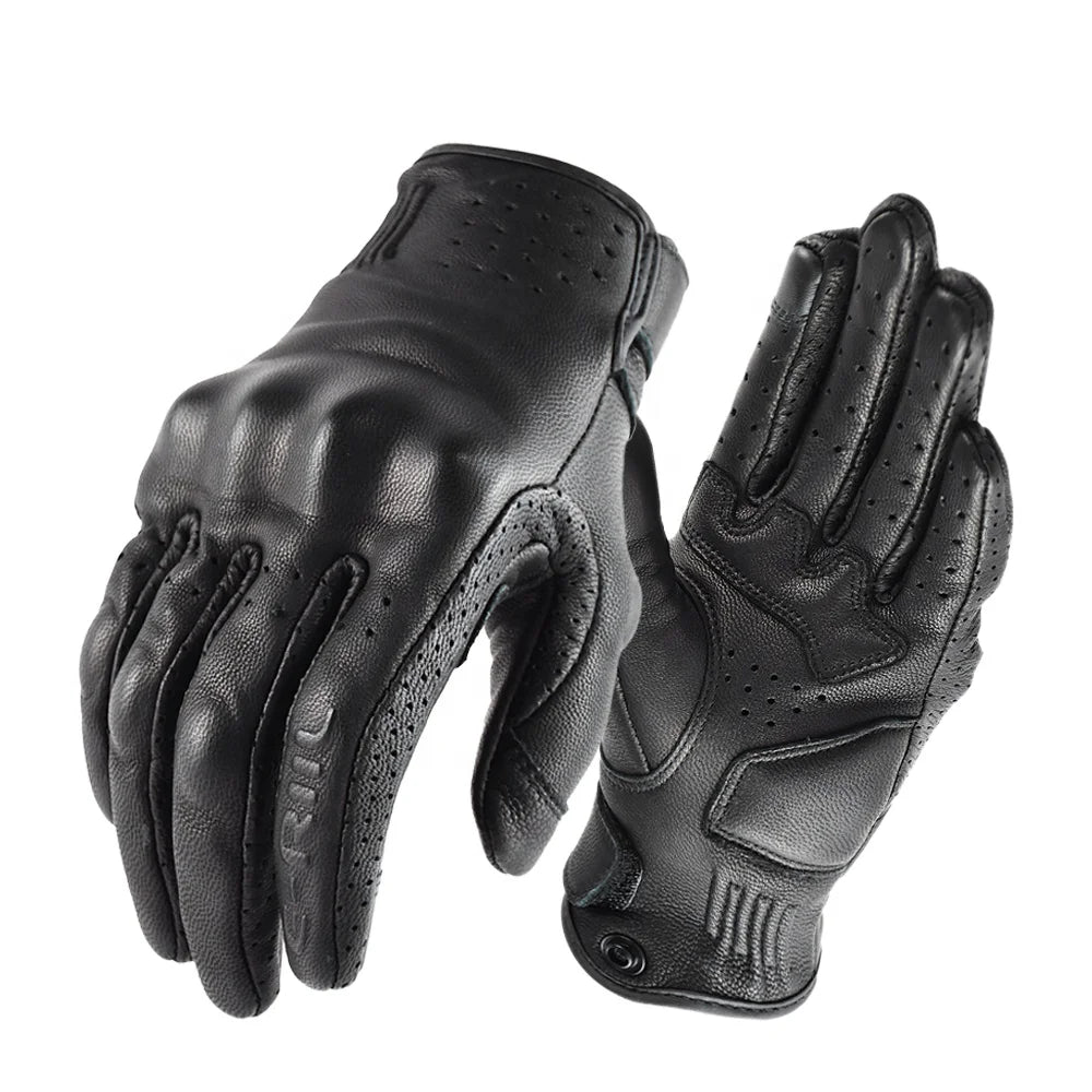 Vintage Motorcycle Gloves Leather Men Women Motocross Gloves Touch Screen Protective Lambskin Cycling Bicycle Gloves Windproof