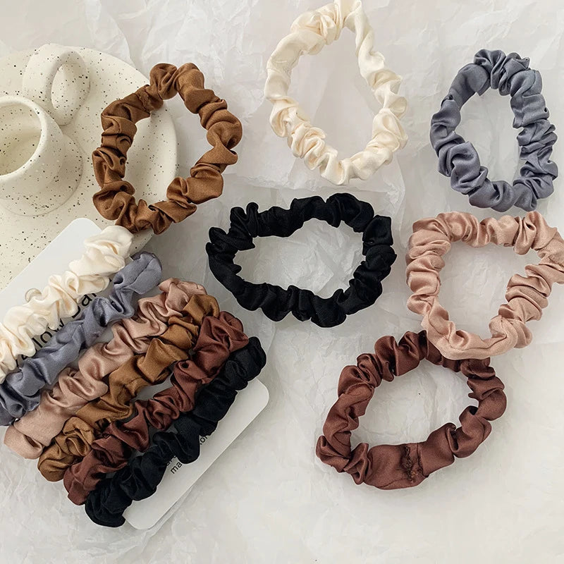 Women and Girls Sport Gym Hair Scrunchies Set 6pcs Solid Elastic Rubber Bands Hair Ties Accessories Holder