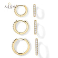 Ason Fashion Jewelry Stainless Steel 18K Gold Plated Zircon Hoop Earrings Cartilage Helix Huggie Hoop Earrings for Women Men