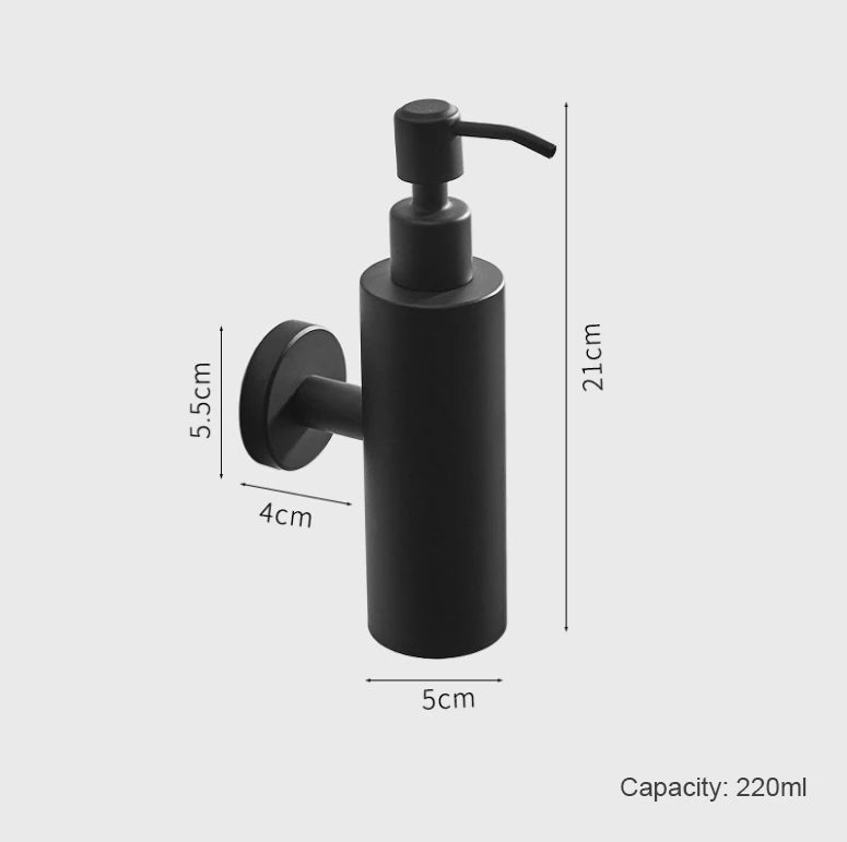 Stainless Steel 304 Wall-Mount Soap Dispenser Modern Black Round Liquid Soap Dispenser for Kitchen and Bathroom for Hotels