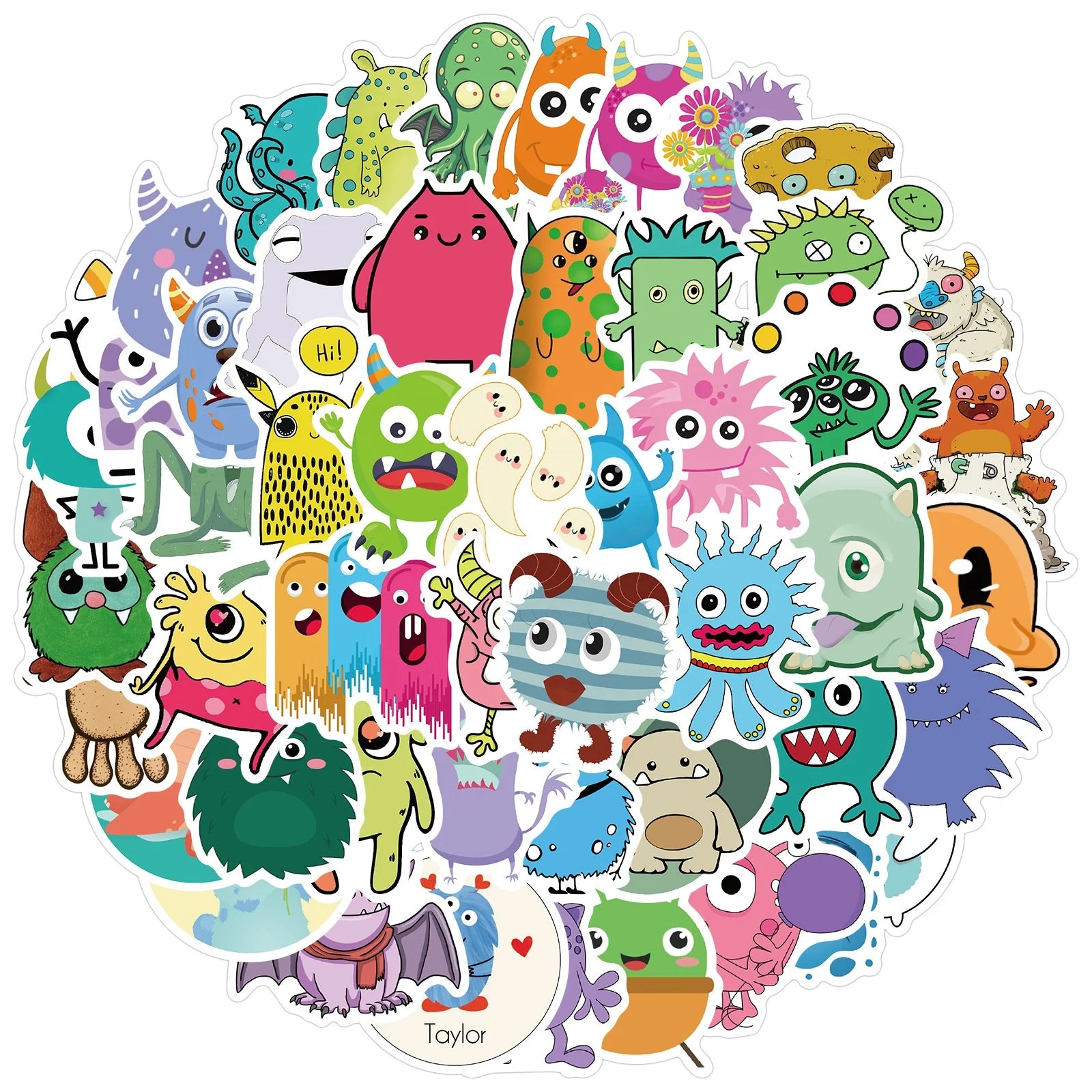 50Pcs Kawaii Cartoon Monster Graffiti Label For Kids Children Home Fridge Luggage Laptop Paper Decal Decor Stickers