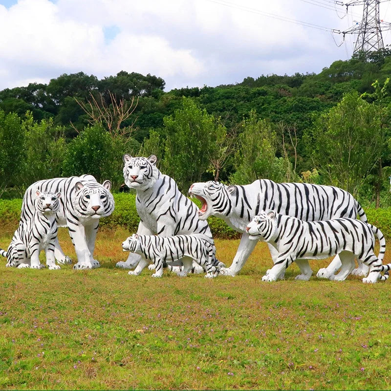 Outdoor Large Resin Animal Sculpture Life Size Fiberglass Tiger Statue for Zoo Decoration