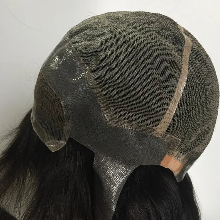Bleached Knots Natural Hairline French Lace 100% Human Hair Toupee Mens Wig Hair Replacement System
